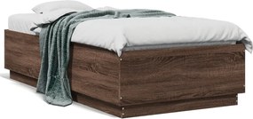 vidaXL Cadru de pat, stejar maro, 90x190 cm, lemn prelucrat