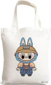 Sacosa de Panza pentru Cumparaturi, Geanta Tote, model Labubu 24 38 x 34.5 cm, Alba, BEKZ®