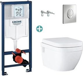 Set rezervor Grohe Rapid SL cu clapeta Skate Air crom si vas wc Grohe Euro Ceramic Rimless prindere la vedere capac soft close