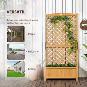 Outsunny Jardiniera de exterior din lemn de brad cu design vertical inaltat, 90x45x180 cm, Galben | Aosom Romania