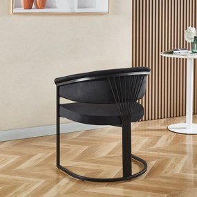 RESIGILAT- Scaun dining, cadru metalic negru, tapiterie catifea, Negru/Negru