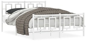 374307 vidaXL Cadru de pat metalic cu tăblie, alb, 135x190 cm