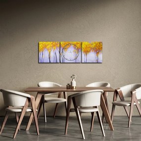 Tablou - Copaci galbeni (cu ceas) (90x30 cm)