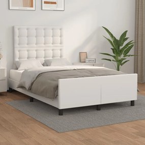 3125562 vidaXL Cadru de pat cu tăblie, alb, 120x200 cm, piele ecologică