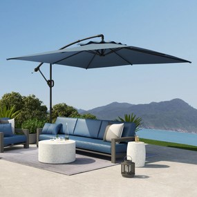 Outsunny Umbrelă de Soare Suspendată cu Rotire la 360°, Mâner cu Manivelă și Înclinare, 300x325x230 cm, Kaki | Aosom Romania