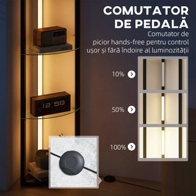 HOMCOM Lampă de podea cu 5 rafturi și lumină LED, 3 niveluri de luminozitate și întrerupător cu pedale, Negru | Aosom Romania