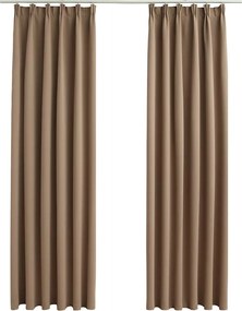 vidaXL Draperii opace cu cârlige, 2 buc., gri taupe, 140 x 225 cm
