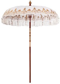 vidaXL Umbrelă de soare Manual Crem x 250 cm Bumbac și lemn masiv