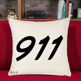 Perna Personalizata 911 Bold, 40x40 cm, Crem Reliefat, Husa Detasabila, Perna Inclusa, BEKZ®