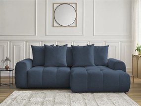 Colțar albastru extensibil/cu spațiu de depozitare cu tapițerie din chenille (cu colț pe partea dreaptă/cu șezlong) Roxelane – Bobochic Paris