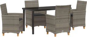 vidaXL Set de masă pentru grădină 5 pcs Gri poliratan