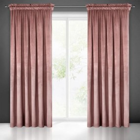 Draperie de o singură culoare din catifea roz, pe banda încreţită 140 x 270 cm