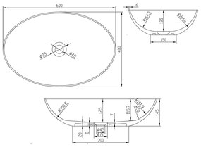 Chiuvetă din ceramică Sapho Thin, 60 x 40 cm, alb