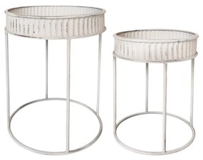 Set 2 masute din metal si MDF, cu margini decorative
