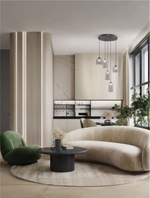 Lustra cu 5 pendule LED, Metal, Negru, Acrilic, DIONE