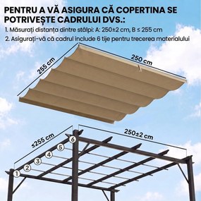 Outsunny Tettuccio di Ricambio per Gazebo 3x3 m con 10 Fori di Drenaggio Grigio | Aosom Romania