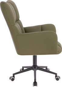 HR650K Scaun Khaki Piele Ecologica Premium Soft cu Bază Neagră