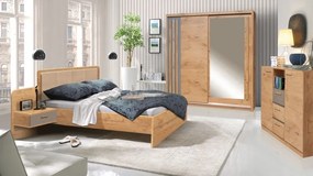 Dan Set Dormitor lancelot, 3 piese, pat cu noptiere, dulap, comoda