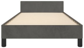 Cadru de pat cu tablie, gri inchis, 100x200 cm, catifea Morke gra, 100 x 200 cm, Design cu nasturi