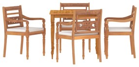 3155979 vidaXL Set mobilier pentru grădină cu perne, 5 piese, lemn masiv tec
