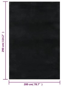 Covor lavabil moale Shaggy 200x290 cm, anti-alunecare, negru Negru, 200 x 290 cm