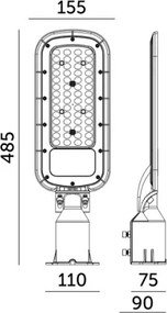 Lampă stradală LED BRELUXO 100 W/230 V 4000 K IP65