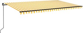 vidaXL Copertină retractabilă manual cu LED, galben și alb, 500x350 cm