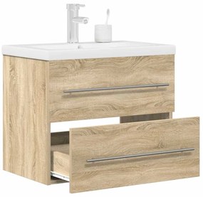 vidaXL Set mobilier de baie, 2 piese, stejar sonoma, lemn prelucrat