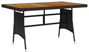 vidaXL Masă grădină, negru, 130x70x72 cm, poliratan/lemn masiv acacia