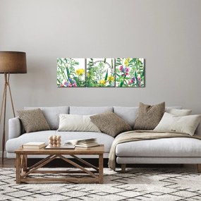 Tablou - Flori de pajiște pictate (cu ceas) (90x30 cm)