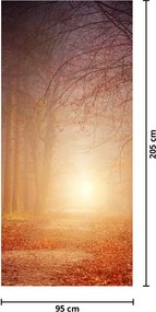 Fototapet pentru usă - Pădure în ceață toamna (95x205cm)