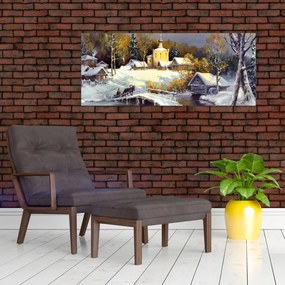 Tablou - Orășel iarna (120x50 cm)