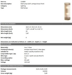Aplica de perete design LUX Gulf L alama antic 114800 HZ