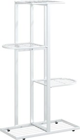 vidaXL Suport pentru flori cu 4 nivele, alb, 43x22x76 cm, metal