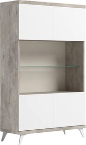 Vitrină lemn masiv Concrete, 101 × 43 × 170 cm