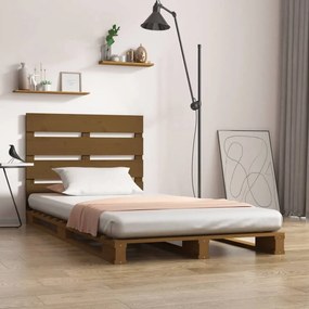 3120160 vidaXL Cadru pat mic Single 2FT6 maro miere 75x190 cm lemn masiv pin