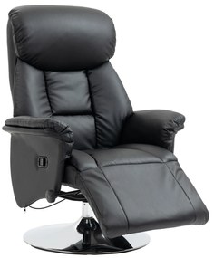 HOMCOM Fotoliu de relaxare rabatabil pivotant suport de picior reglabil, pana la 150 kg, pentru sufragerie, dormitor, negru | Aosom Romania