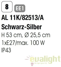 Stalp iluminat exterior stil clasic IP43 H52 Hermine AL 11K/82513/A schwarz-silber OR