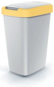 Coș de gunoi cu capac colorat, 12 l, galben/gri