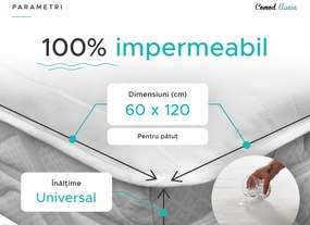 Protectie saltea impermeabila MATLASATA pentru patut 60 x 120 cm