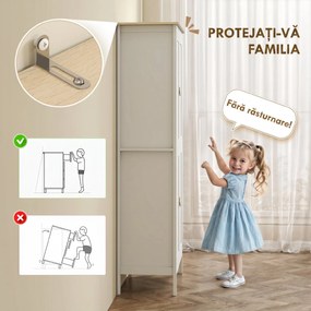 HOMCOM Bufet Înalt de Bucătărie 177 cm, Dulap cu Lumină LED, Reglabil în 3 Culori, Rafturi Ajustabile, Alb | Aosom Romania