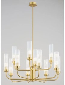 Candelabru 12 brate, alama periata, sticla canelata PRESTON 5086