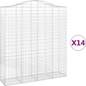 vidaXL Coșuri gabion arcuite, 14 buc 200x50x220/240cm, fier galvanizat