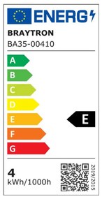 Bec LED Vintage filament 4W(38W) Braytron, flacara, E14, 470lm, lumina calda(3000 K), clasa energetica E
