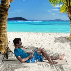 Outsunny Set 2 Șezlonguri Pliabile cu Unghi Reglabil și Buzunar cu Fermoar, 142x51x40 cm, Albastru | Aosom Romania