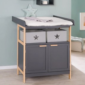 Comodă de copii gri antracit joasă cu masă de schimbat 87x75 cm Berlin – Roba