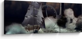 Tablou - Vapor în furtună (cu ceas) (90x30 cm)