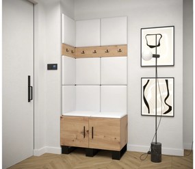 Set mobilier pentru hol Amanda 11 (Stejar artisan + Alb). 1085954