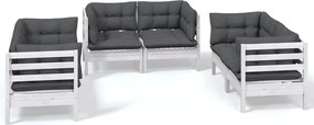 vidaXL Set mobilier de grădină cu perne, 6 piese, lemn masiv de pin