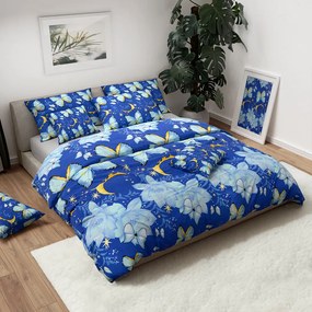 Lenjerie de pat din bumbac BLUE BUTTERFLY albastru inchis Dimensiune lenjerie de pat: 70 x 90 cm | 140 x 200 cm